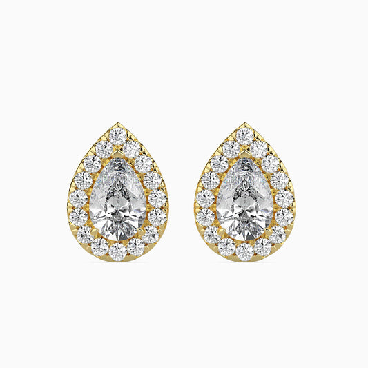 50 Cent Pear Solitaire Studs with Halo