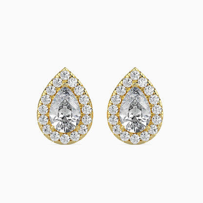 1 Carat Pear Solitaire Studs with Halo