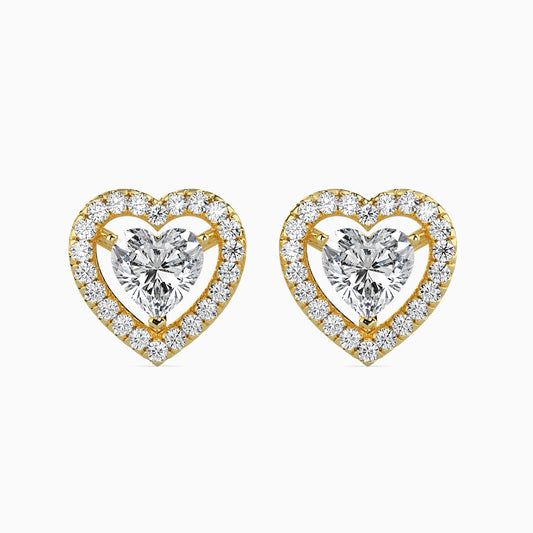 50 Cent Heart Solitaire Studs with Halo