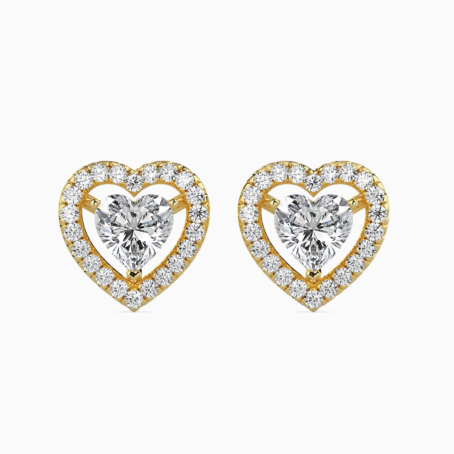 1 Carat Heart Solitaire Studs with Halo