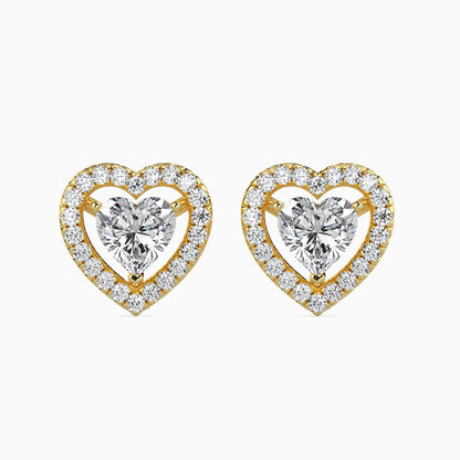 1 Carat Heart Solitaire Studs with Halo