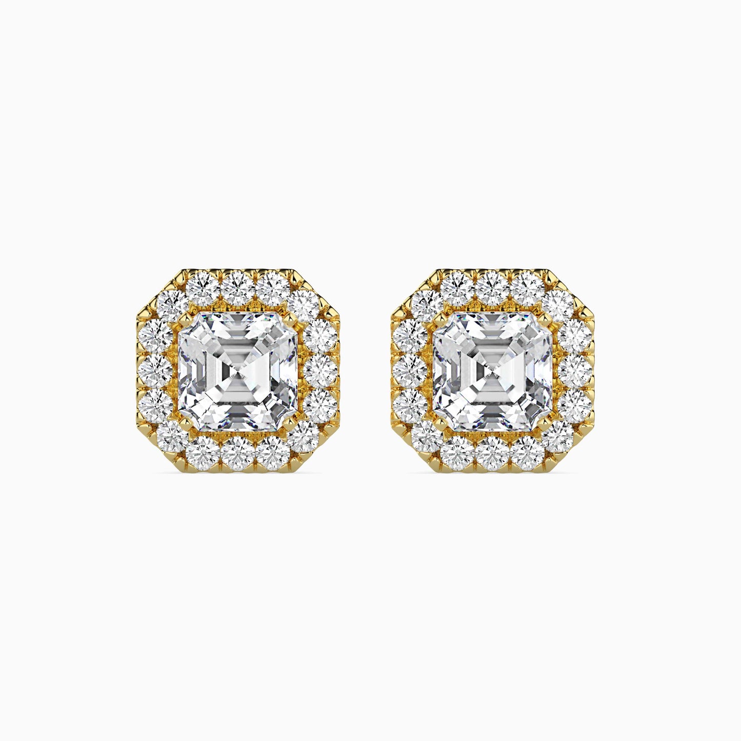 1.5 Carat Asscher Solitaire Studs with Halo