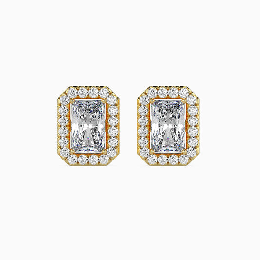 50 Cent Radiant Solitaire Studs with Halo