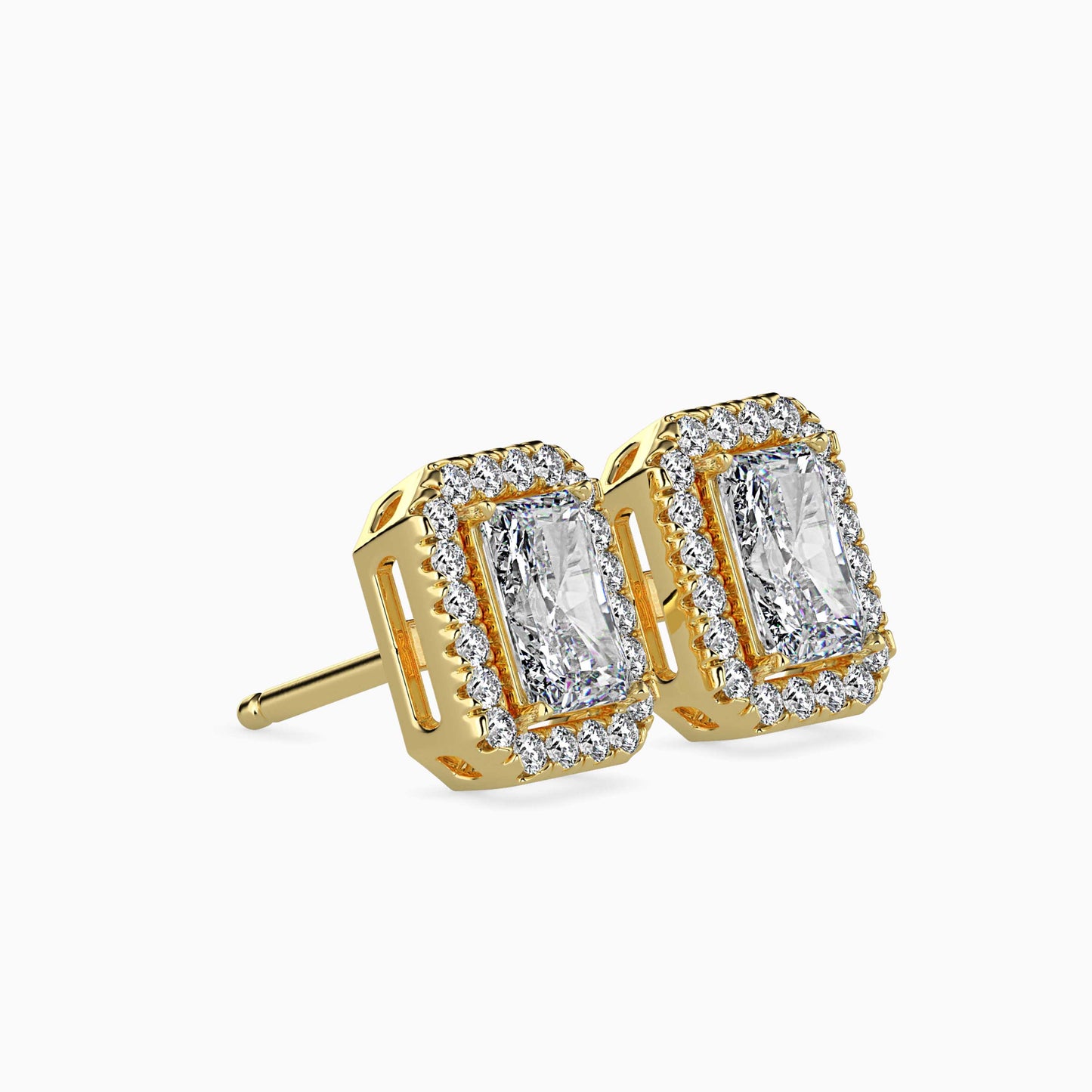 1 Carat Radiant Solitaire Studs with Halo