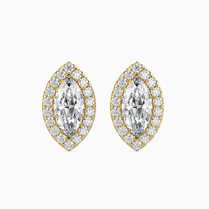 50 Cent Marquise Solitaire Studs with Halo