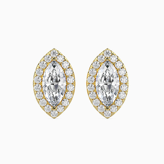 50 Cent Marquise Solitaire Studs with Halo