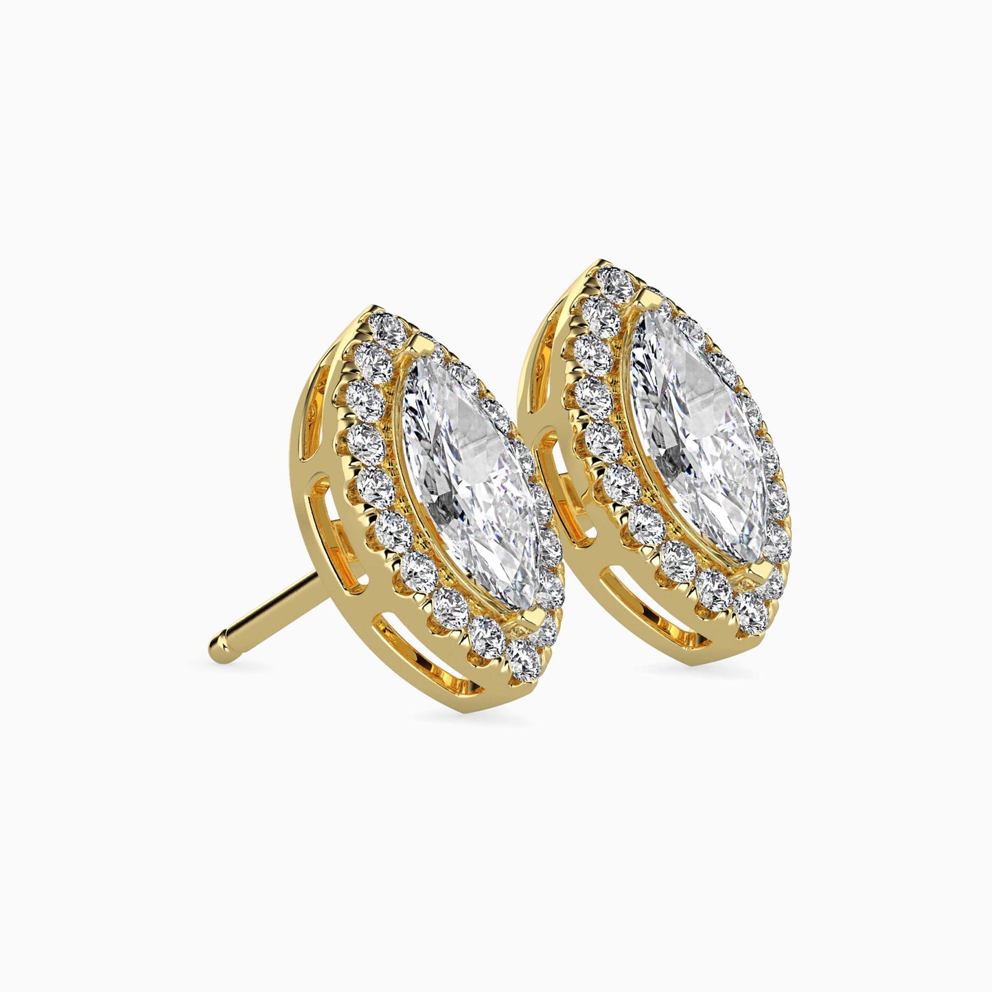 50 Cent Marquise Solitaire Studs with Halo