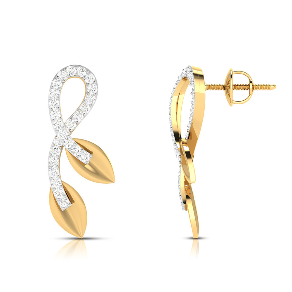 Leafy Radiance Diamond Earrings