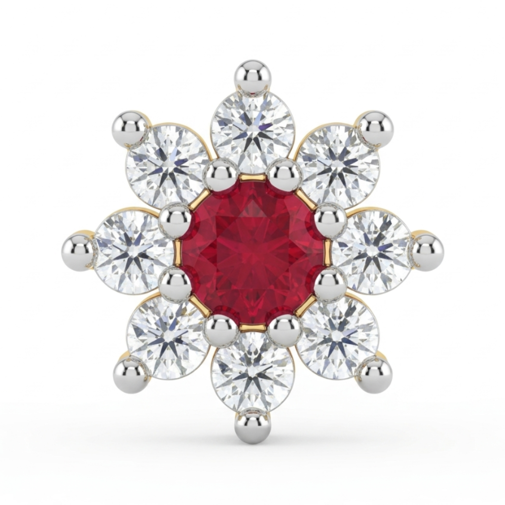 Ruby Sparkle Lab Diamond Nose Pin
