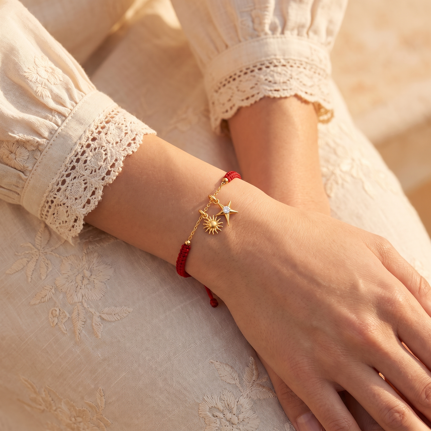 Sun and Star Silver and Lab Diamond Rakhi