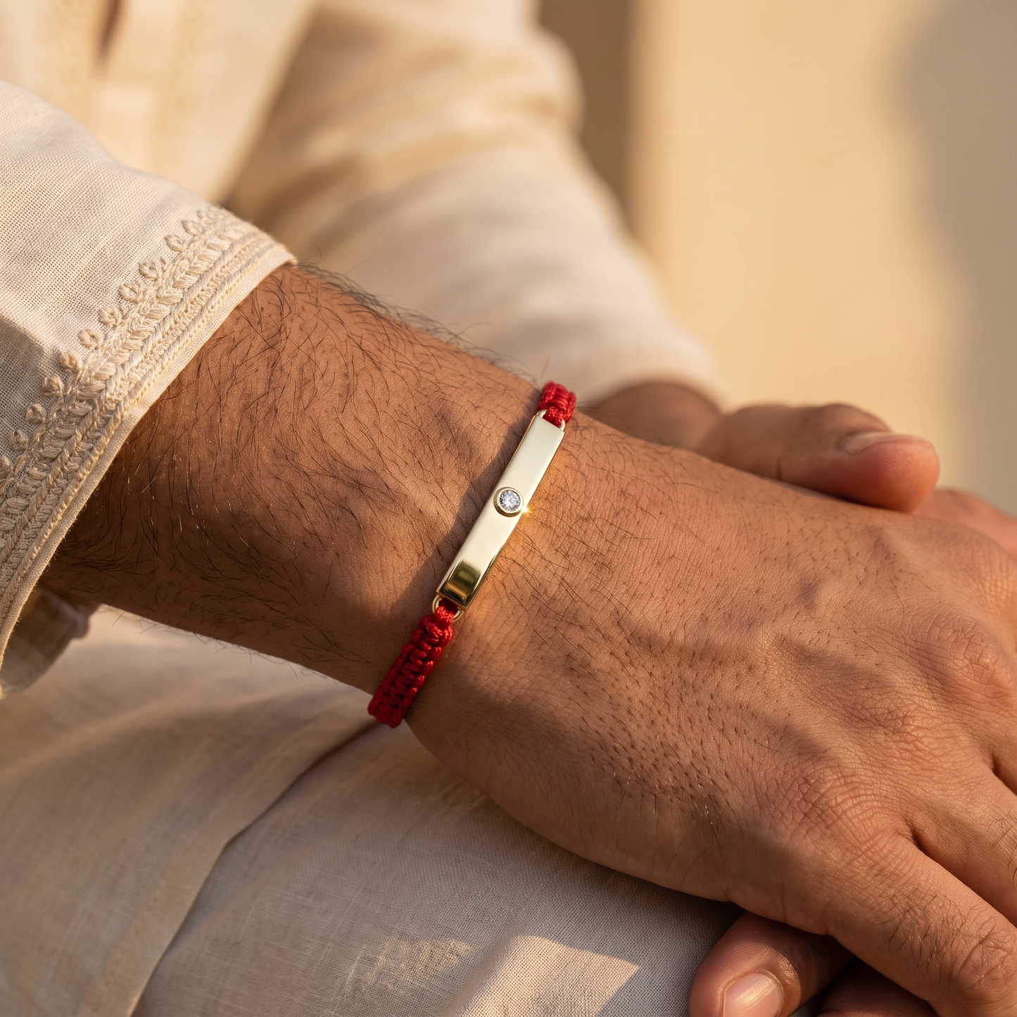 Classic Bond Silver and Lab Diamond Rakhi