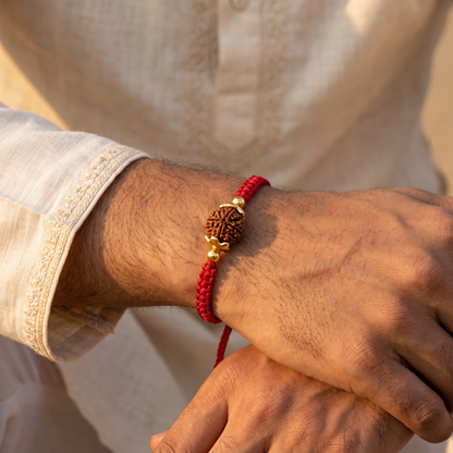 Rudraksh Protection Silver Rakhi
