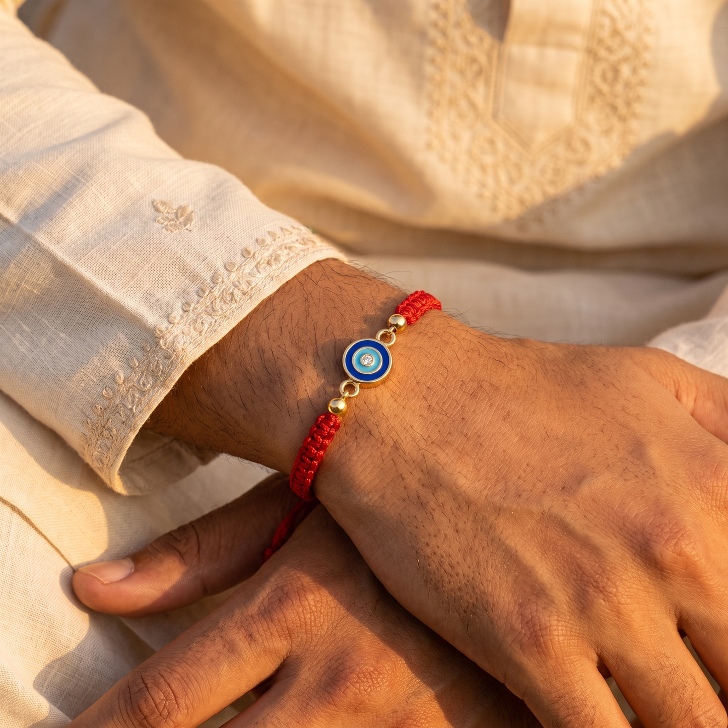 Evil Eye Protection Silver Rakhi
