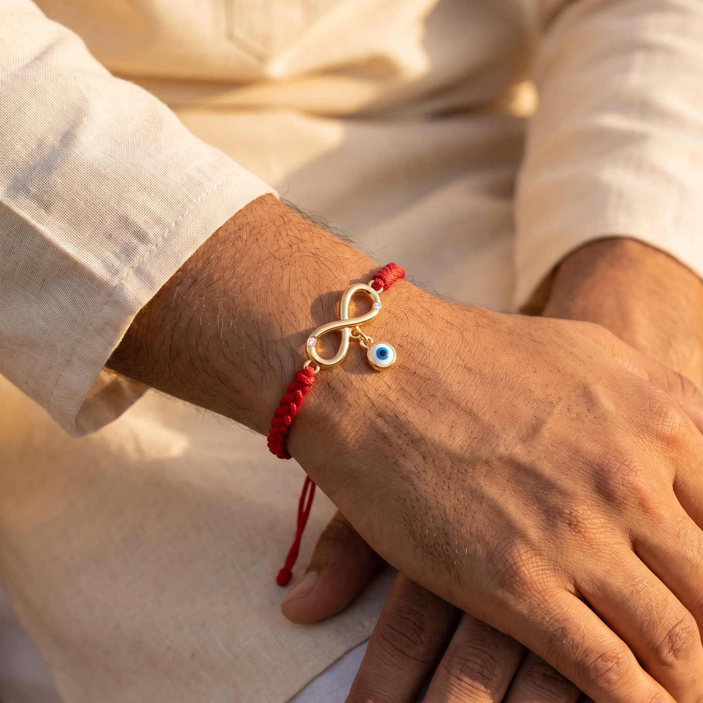 Eternal Protection Silver and Lab Diamond Rakhi