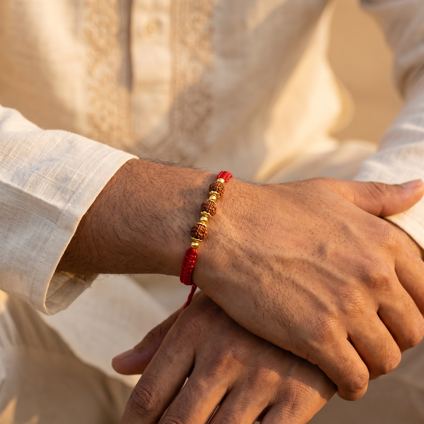 Rudraksh Trio Silver Rakhi