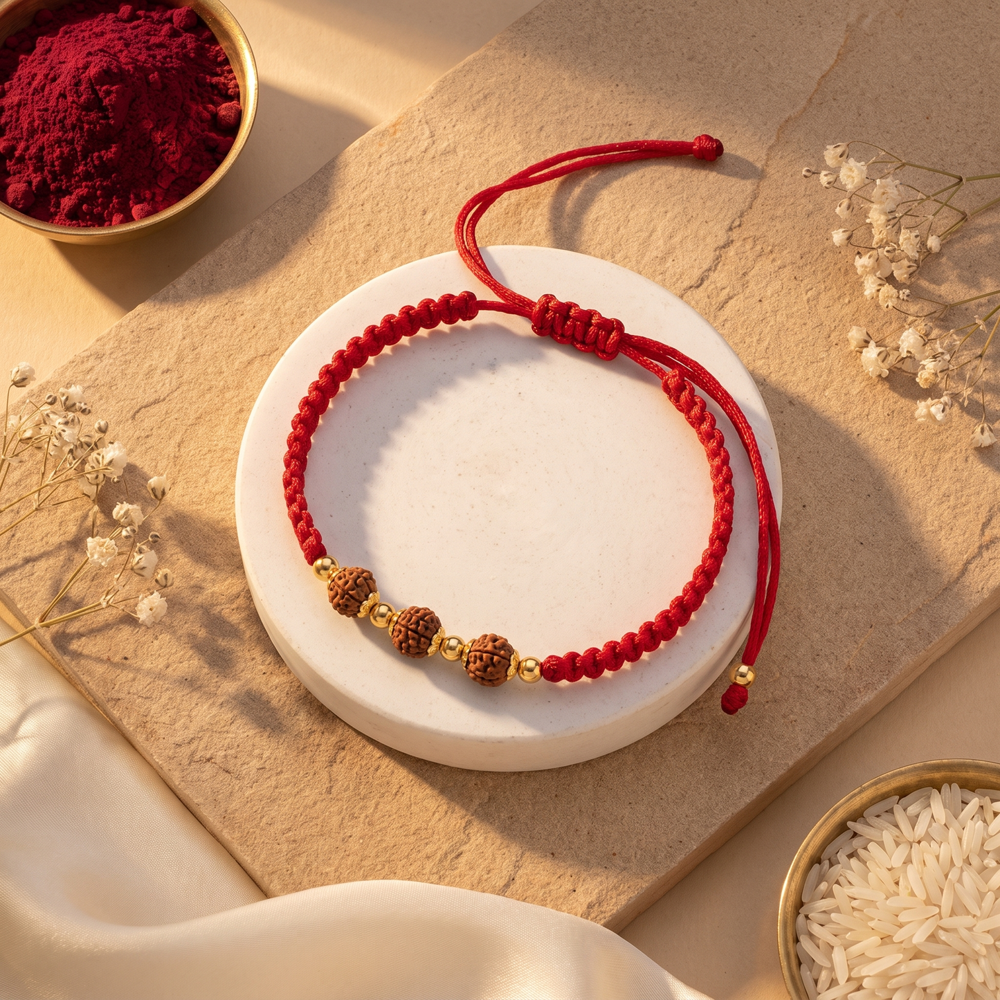Rudraksh Trio Silver Rakhi