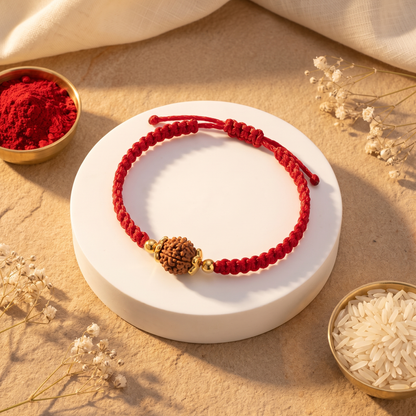 Rudraksh Protection Silver Rakhi