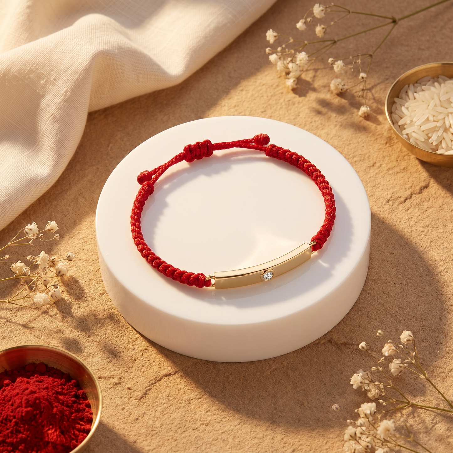 Classic Bond Silver and Lab Diamond Rakhi