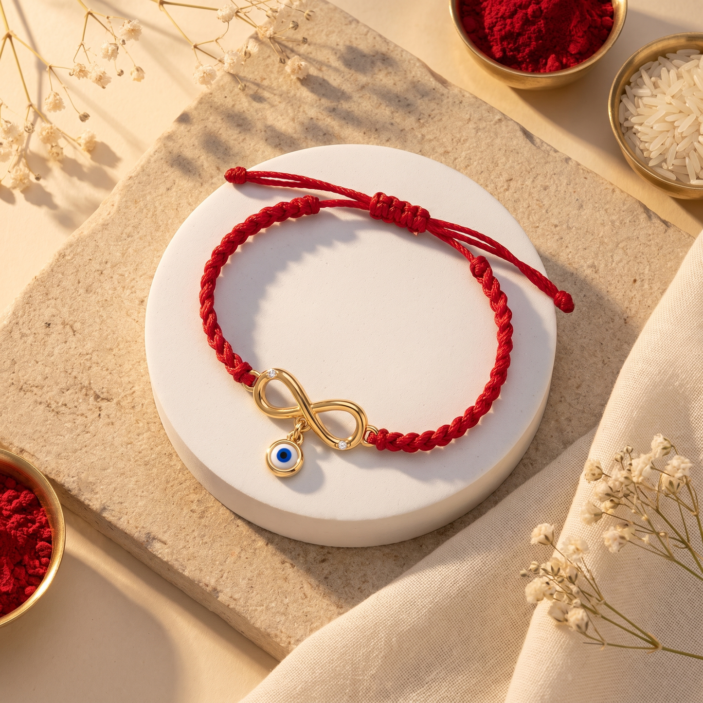 Eternal Protection Silver and Lab Diamond Rakhi