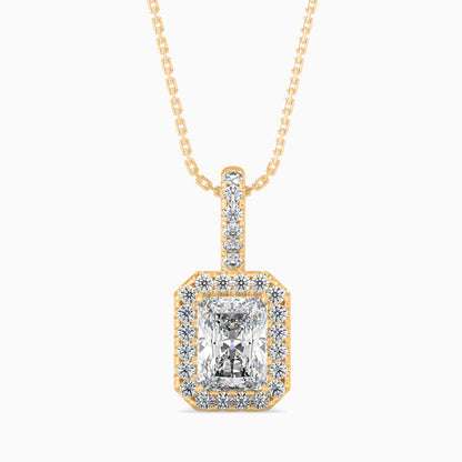 1 Carat Radiant Solitaire Pendant with Halo