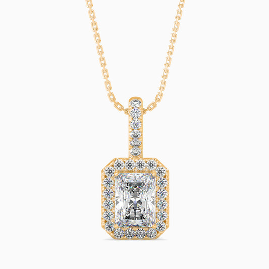 1 Carat Radiant Solitaire Pendant with Halo