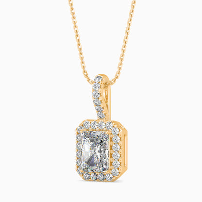 1 Carat Radiant Solitaire Pendant with Halo