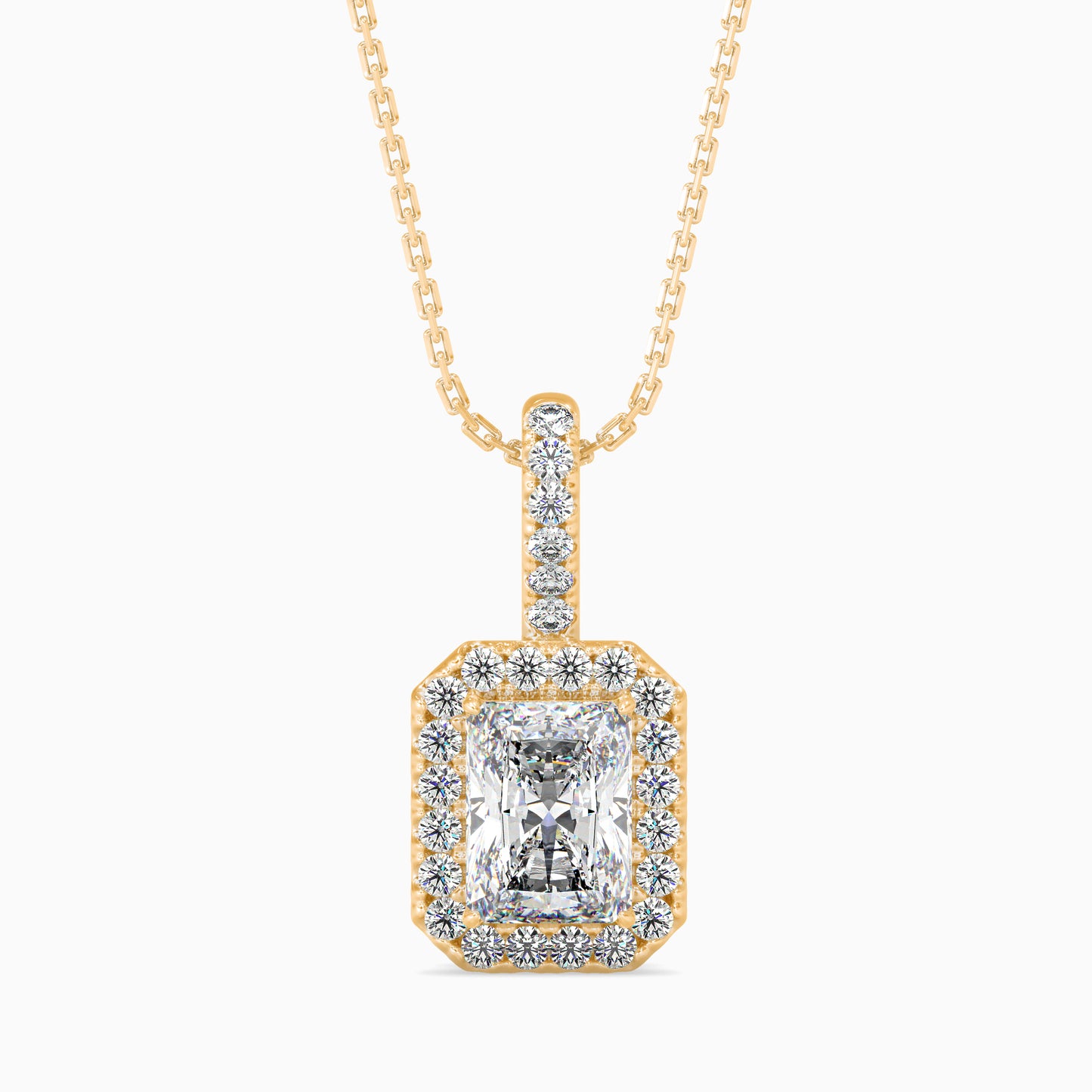 1.5 Carat Radiant Solitaire Pendant with Halo