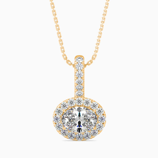 1 Carat Oval Solitaire Pendant with Halo