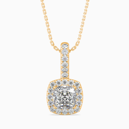 25 Cent Cushion Solitaire Pendant with Halo