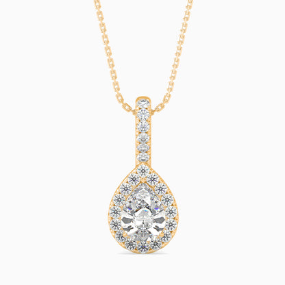 25 Cent Pear Solitaire Pendant with Halo