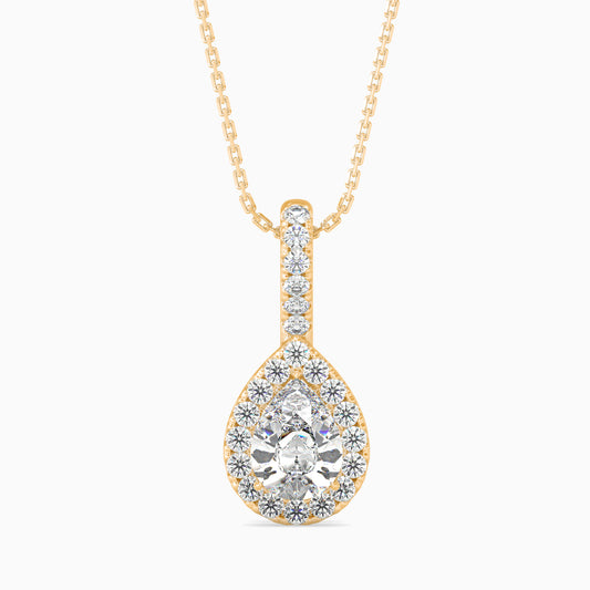 1 Carat Pear Solitaire Pendant with Halo