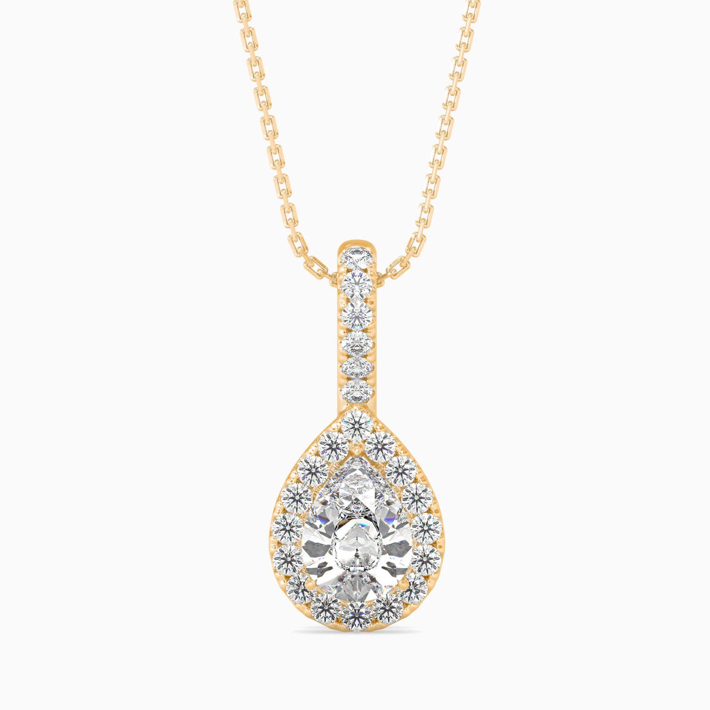 1.5 Carat Pear Solitaire Pendant with Halo