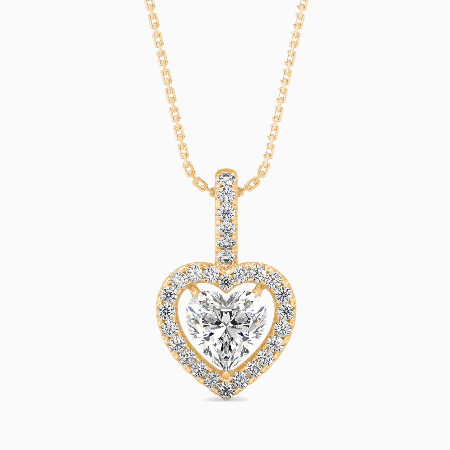 50 Cent Heart Solitaire Pendant with Halo