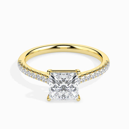 50 Cent Princess Solitaire Ring in Diamond Band