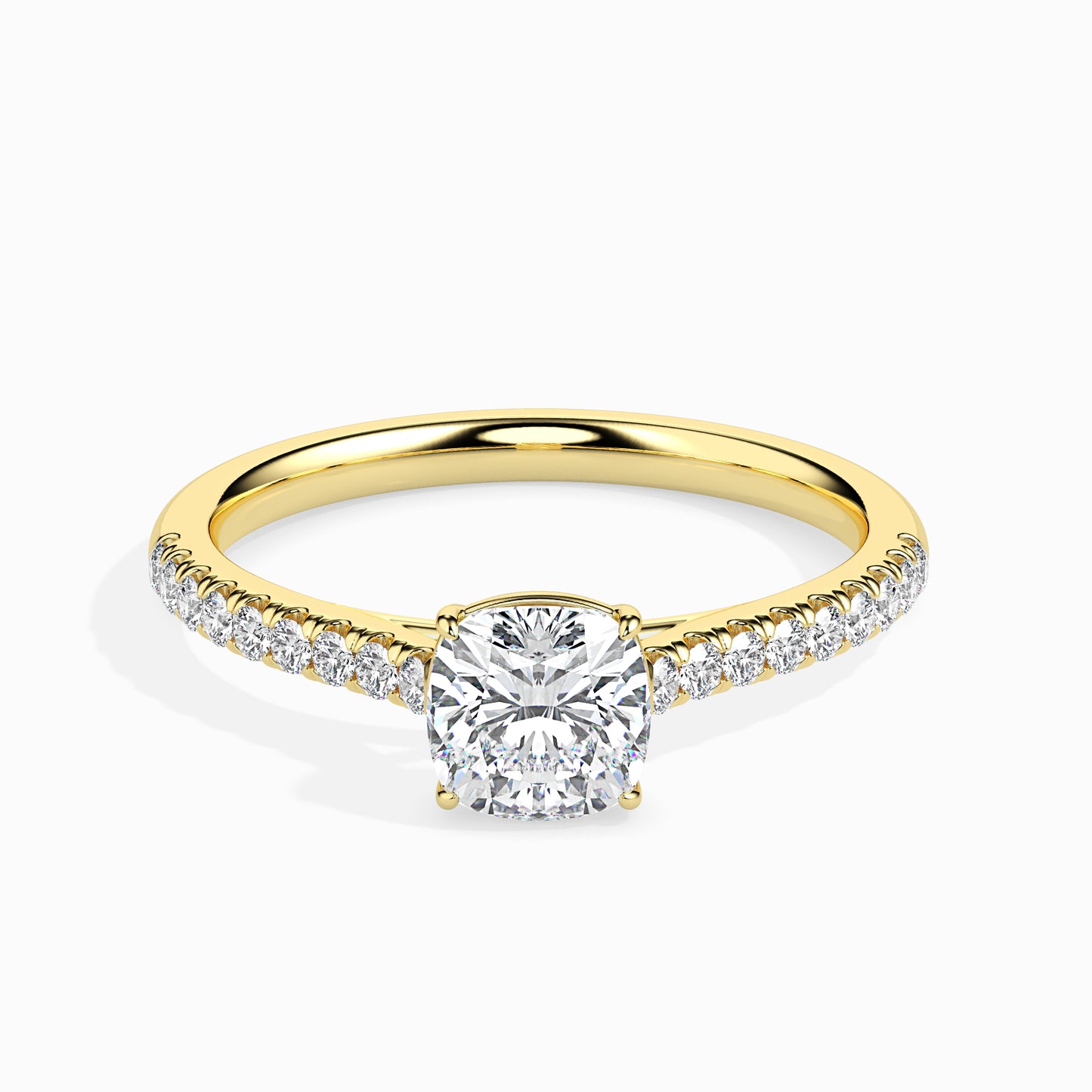 50 Cent Cushion Solitaire Ring in Diamond Band