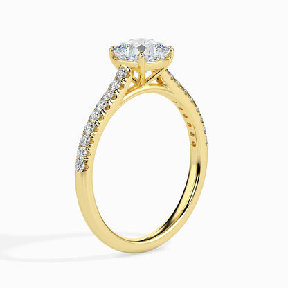 50 Cent Cushion Solitaire Ring in Diamond Band