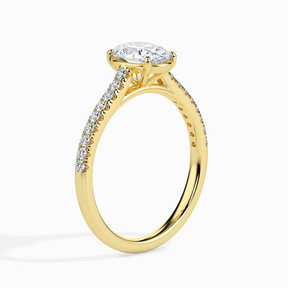 50 Cent Oval Solitaire Ring in Diamond Band