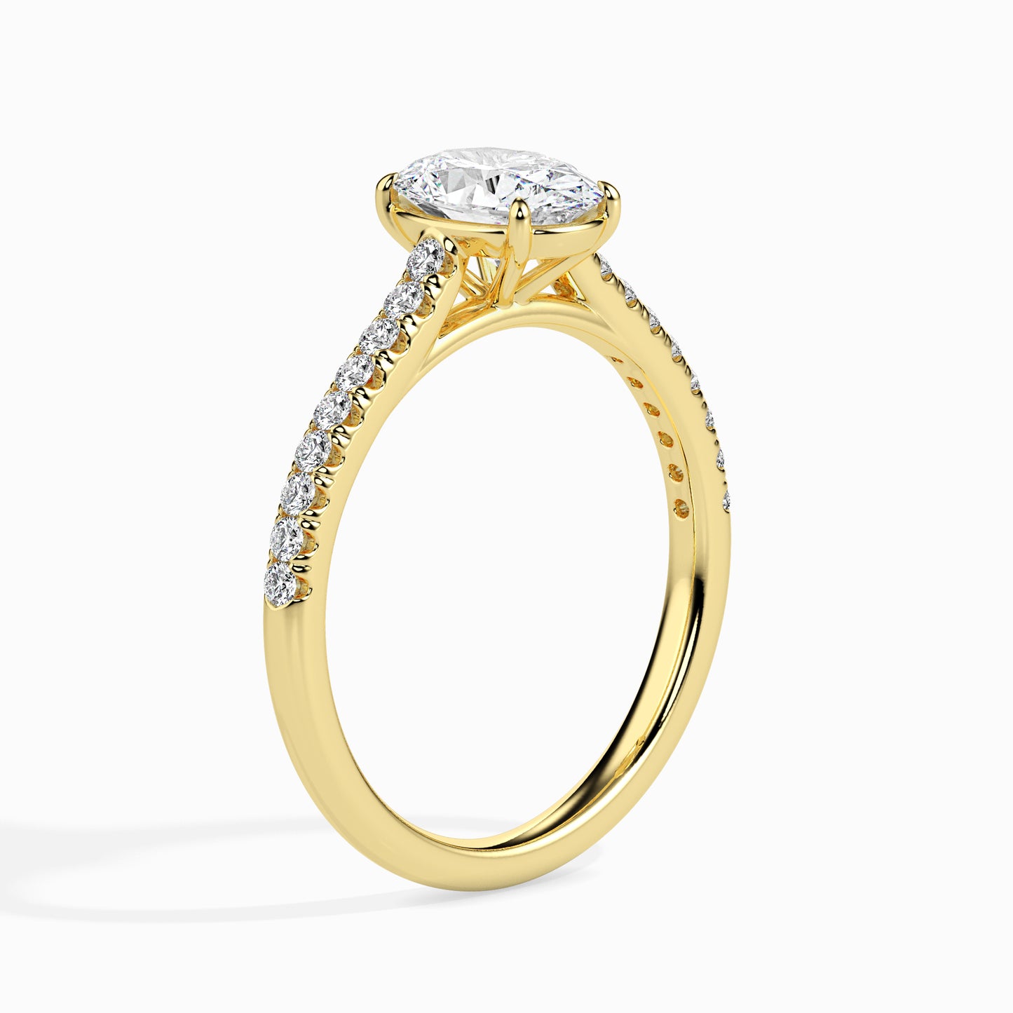 1 Carat Oval Solitaire Ring in Diamond Band