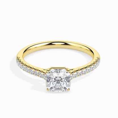 50 Cent Asscher Solitaire Ring in Diamond Band