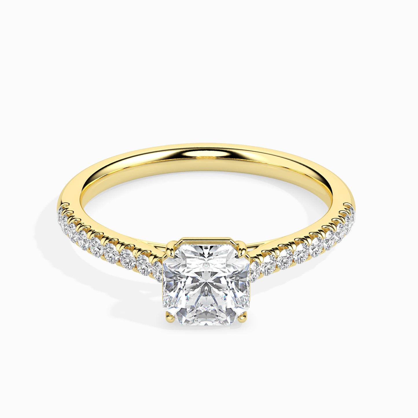 2 Carat Asscher Solitaire Ring in Diamond Band