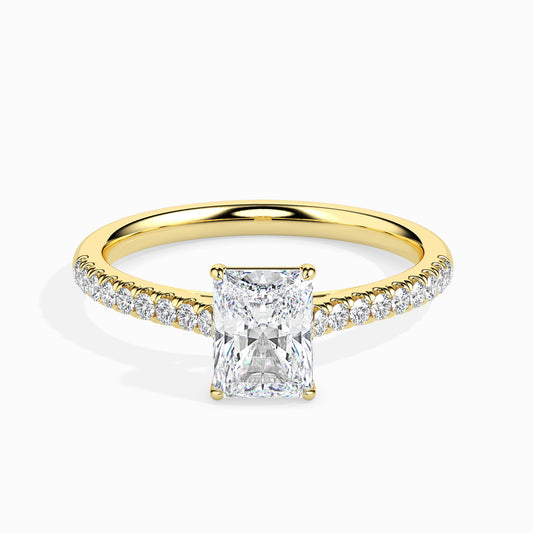 50 Cent Radiant Solitaire Ring in Diamond Band