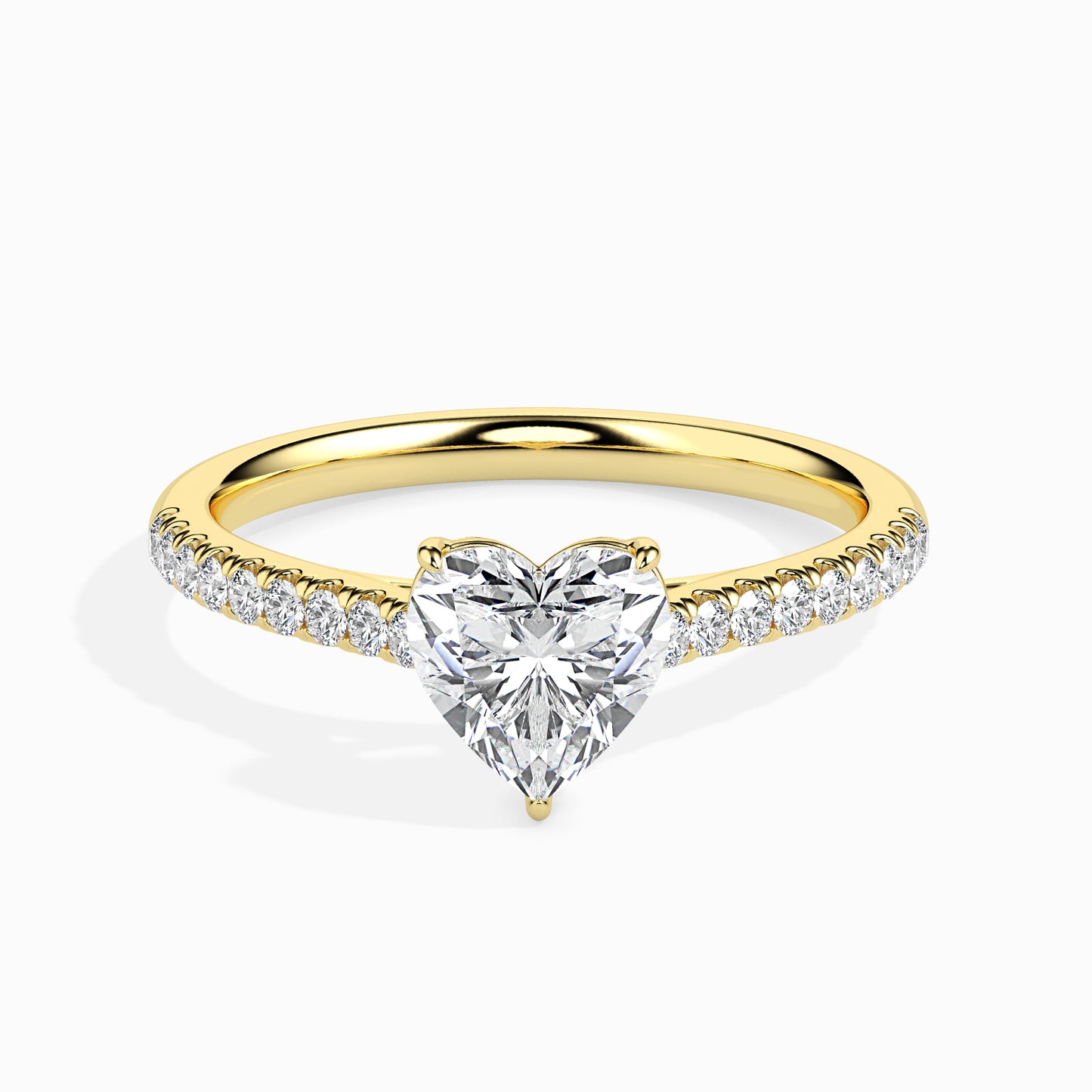 50 Cent Heart Solitaire Ring in Diamond Band