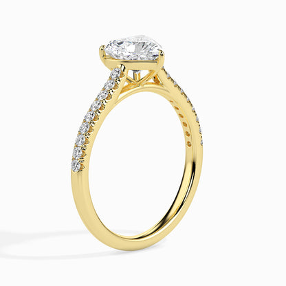 50 Cent Heart Solitaire Ring in Diamond Band