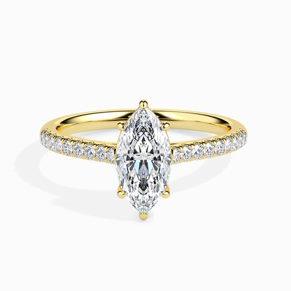 50 Cent Marquise Solitaire Ring in Diamond Band