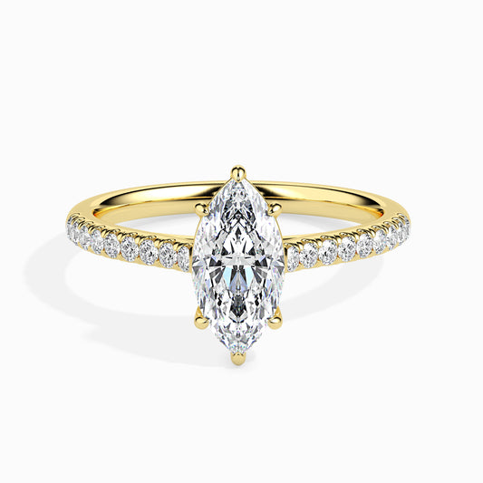 50 Cent Marquise Solitaire Ring in Diamond Band