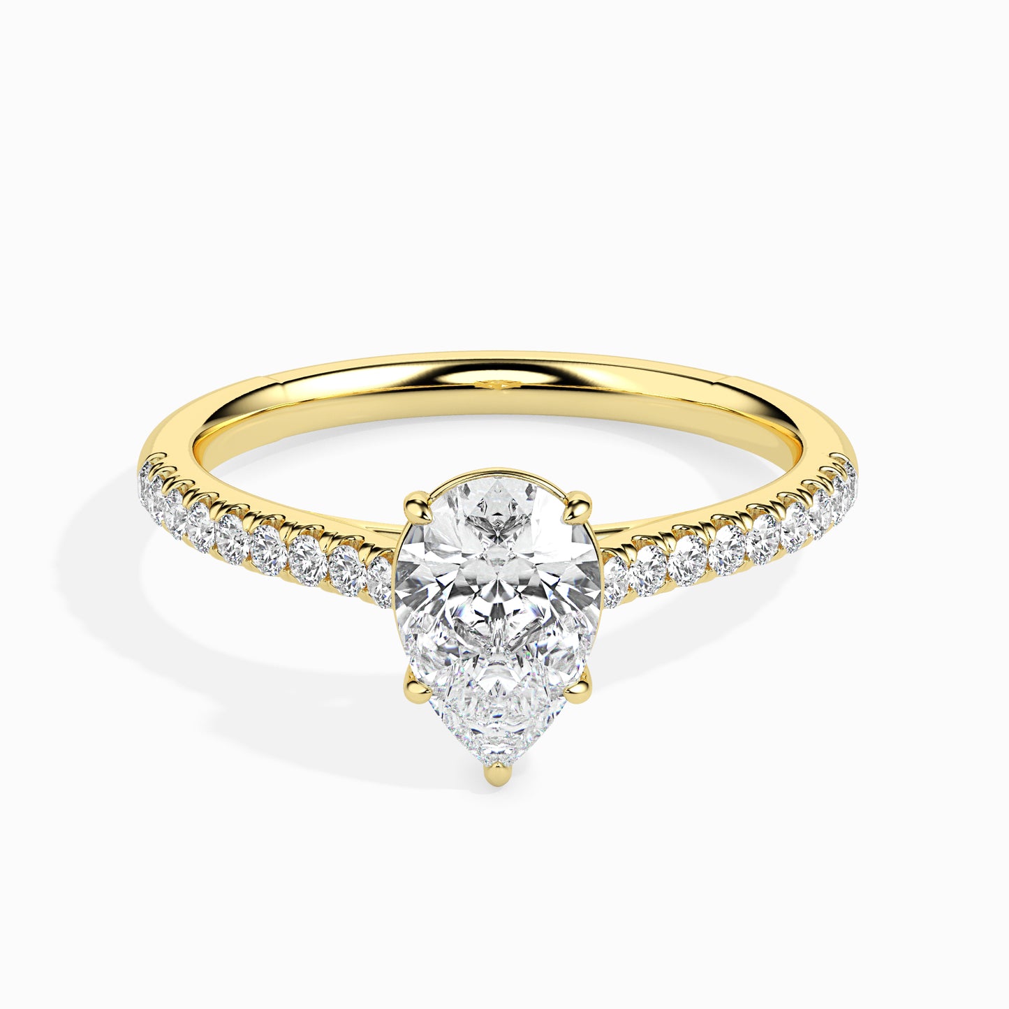 50 Cent Pear Solitaire Ring in Diamond Band