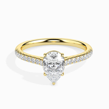 50 Cent Pear Solitaire Ring in Diamond Band