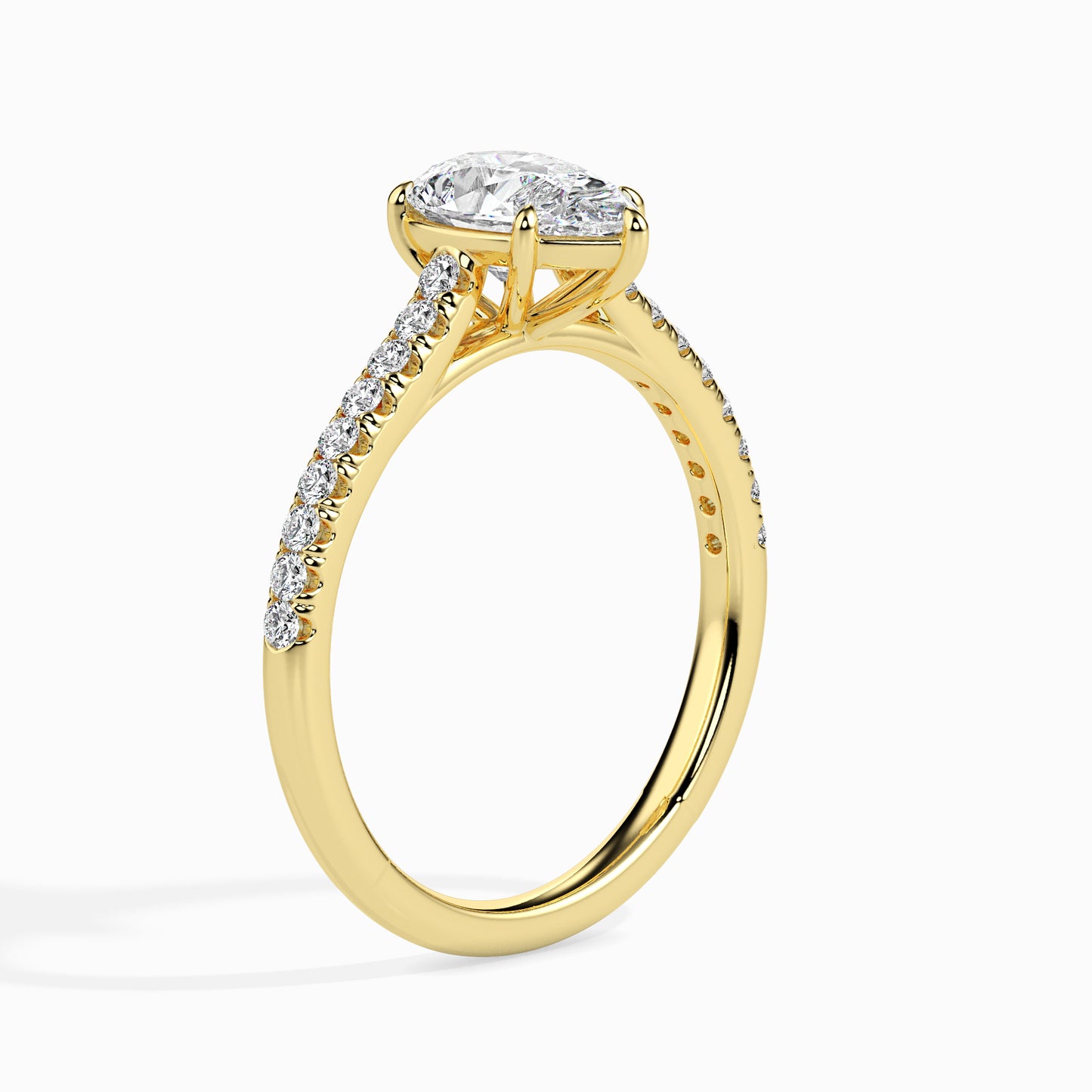 50 Cent Pear Solitaire Ring in Diamond Band