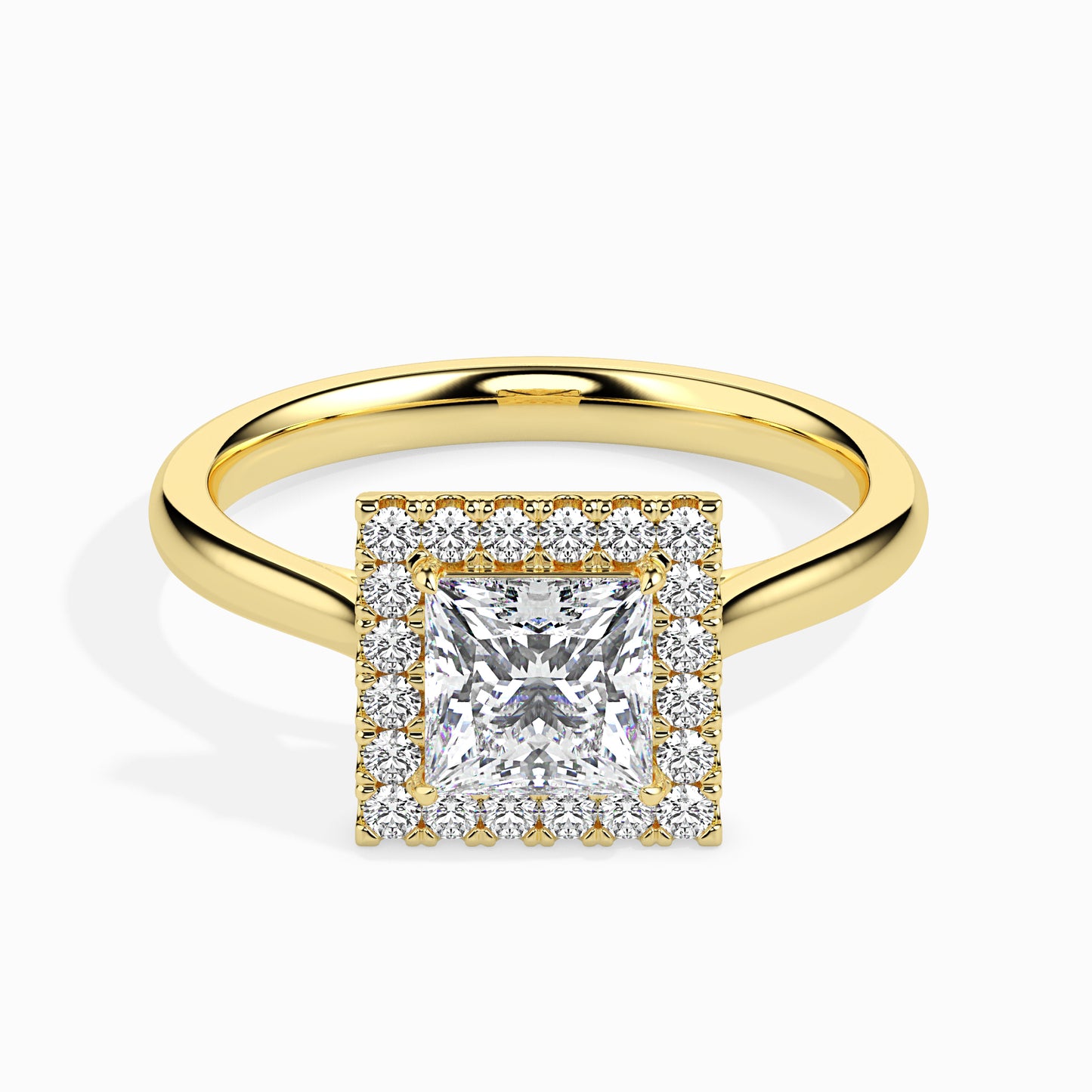 50 Cent Princess Solitaire Ring with Halo