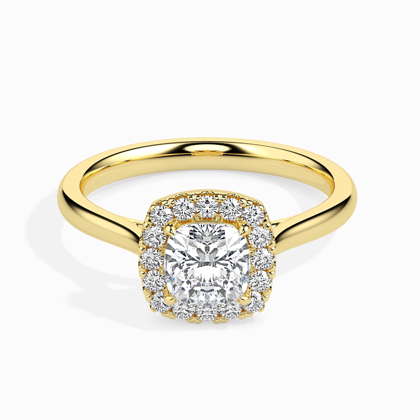 50 Cent Cushion Solitaire Ring with Halo